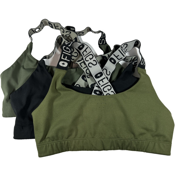 Figs Sports Bra Lot of 3 Large 2 green 1 Black Performance Underscrub Wireless - Picture 1 of 14